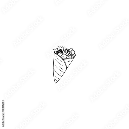 Greek-gyro-line-art-Vector Illustration.