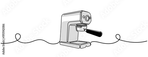 Espresso machine positioned idle on minimal white background. no editable strokes