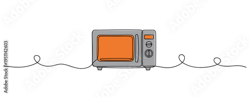 Microwave oven depicted idle on white background with line. no editable strokes