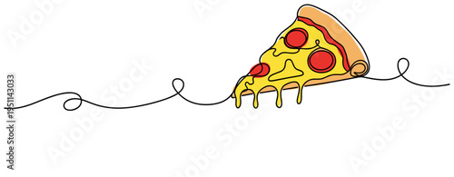 Slice of pepperoni pizza with melting cheese on plain background. no editable strokes