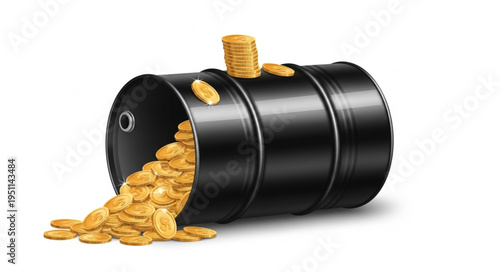 Black Barrel with Gold Coins.