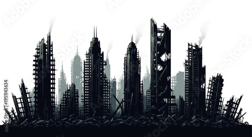 Black City Skyline Urban Landscape.