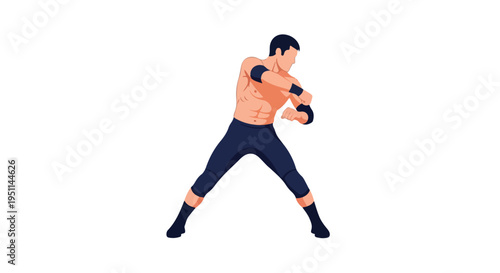Man in orange shirt and dark blue pants practicing boxing