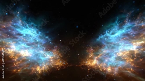 Vibrant cosmic nebula clouds with glowing stars in deep space