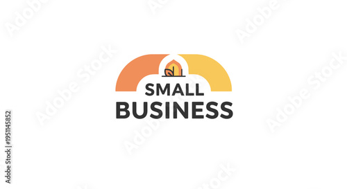 A graphic illustration of a small business logo with orange and yellow colors