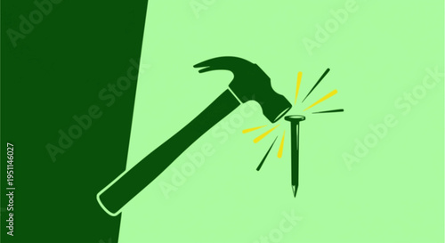 Hammer Tool Flat Vector Icon Construction Repair Equipment Illustration