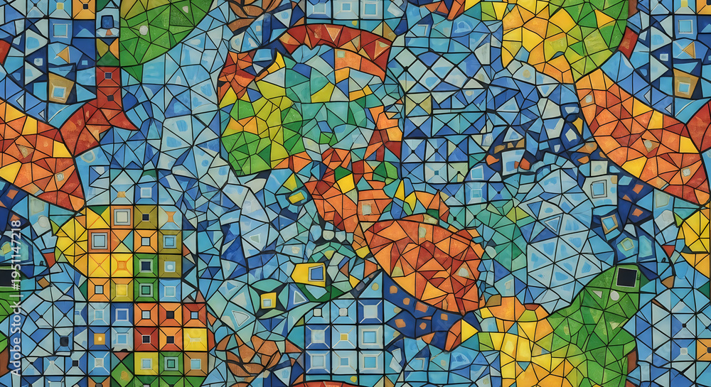 Fototapeta premium Colorful mosaic background with geometric shapes