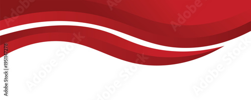 Fotografie Curved golden yellow wave and a deeper red wavy border, footer vector illustrati