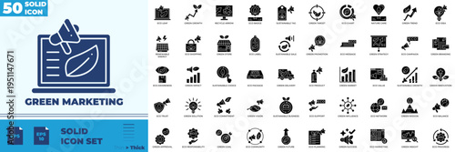 Green Marketing Solid Editable Icons set