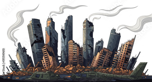 City Skyline After Disaster Strikes.
