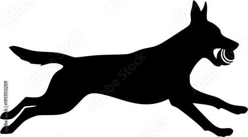 Fast Running Dog Side View Silhouette Vector Illustration