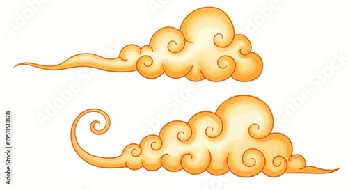Golden Swirling Clouds - Traditional Asian Design Elements