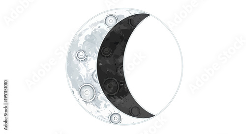 Crescent Moon and Full Moon Phases Illustration