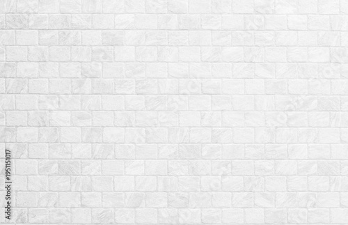 Kitchen wallpaper concept: Close up modern white brick tiles wall texture background, White brick wall texture background for stone tile block in grey light color wallpaper modern interior.