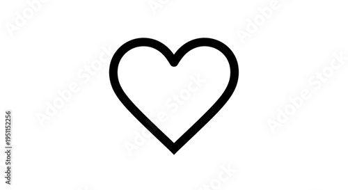 Minimalist Black Heart Outline Icon on White Background