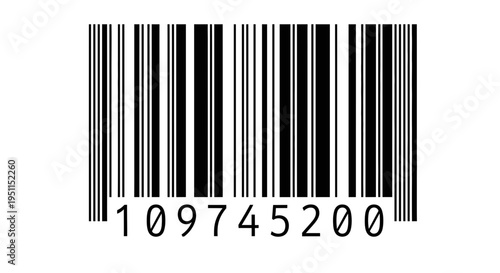 Black and white barcode with numbers for product identification and scanning