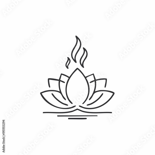Lotus Flower with Flame Icon Symbolizing Enlightenment and Spiritual Awakening