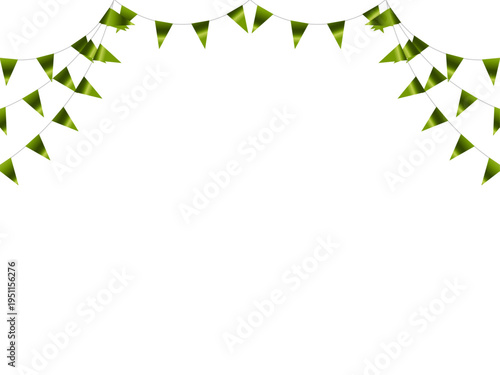 ガーランド三角ひも、曲線、4黄緑F2