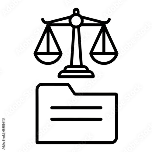 Scales Of Justice With Folder Line Icon
