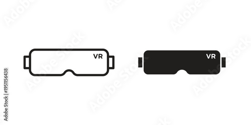 AR headset icon line drawing. Minimalist style icons