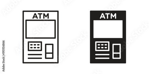 Atm icon line drawing. Minimalist style icons