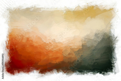 Cuadro en lienzo gradient grunge orange red, olive green to pearl yellow beige abstract brush str