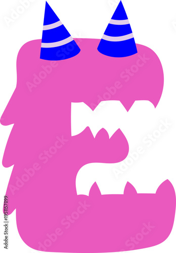 Letter E Monster Typography for Playful Student Teacher Decoration Classroom Style
