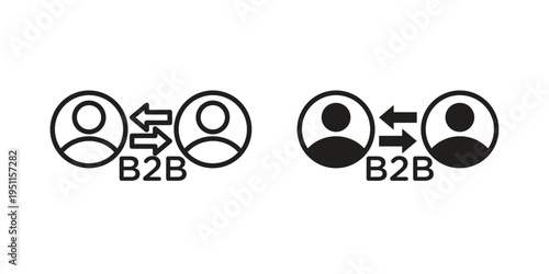 B2B icon line drawing. Minimalist style icons