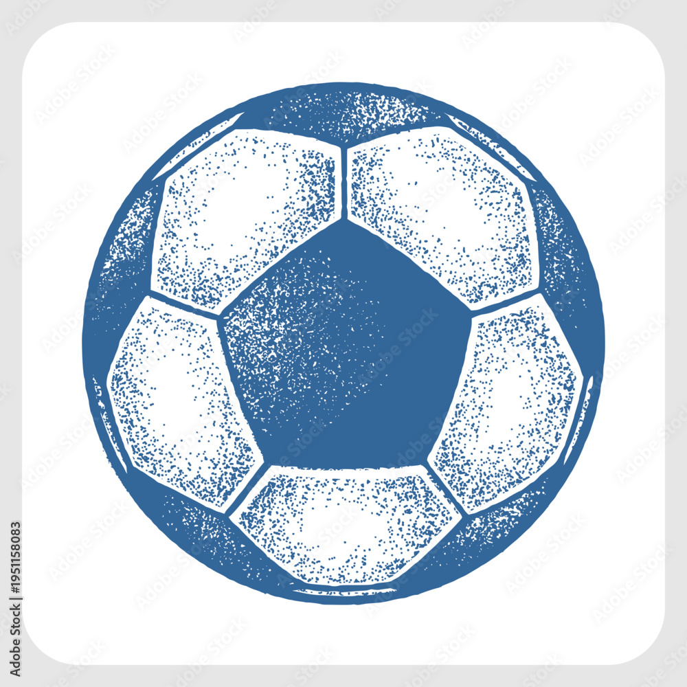 Naklejka premium Detailed Blue Soccer Ball Vector Featuring Artistic Stippling Shading and High Quality Manual Finish.