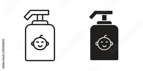 Baby shampoo icon line drawing. Minimalist style icons