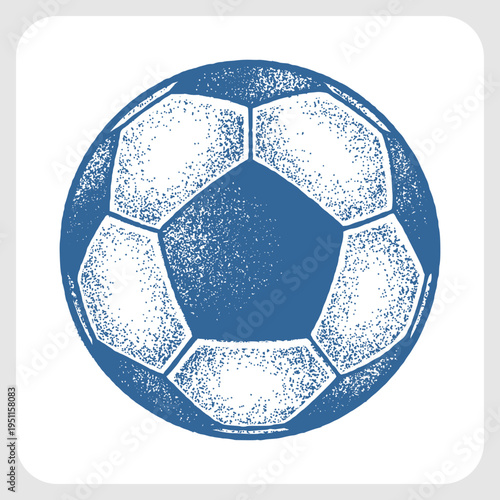 Detailed Blue Soccer Ball Vector Featuring Artistic Stippling Shading and High Quality Manual Finish.