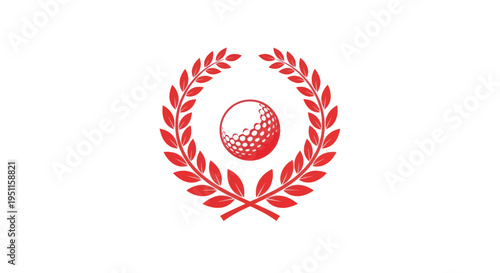 Golf Ball Emblem with Laurel Wreath, Championship Icon