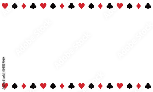 トランプマークのフレーム背景。上下に並ぶスートの飾り枠。