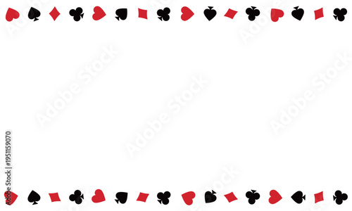 トランプマークのフレーム背景。上下に並ぶスートの飾り枠。