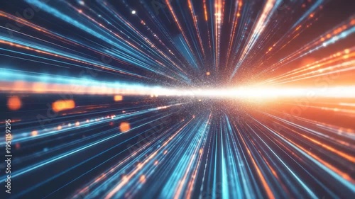 An abstract, glowing composition with lines of light converging to a bright point