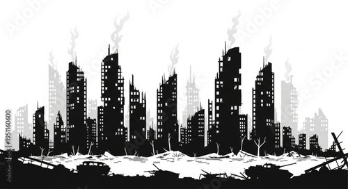 City Skyline Urban Landscape Illustration.