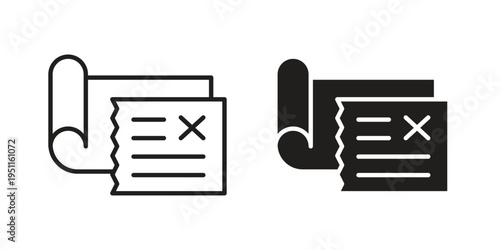 Bounced check icon line drawing. Minimalist style icons