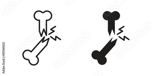 Broken bone icon line drawing. Minimalist style icons