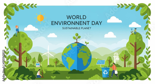Earth with green sprout world environment day eco friendly living sustainable planet nature conservation