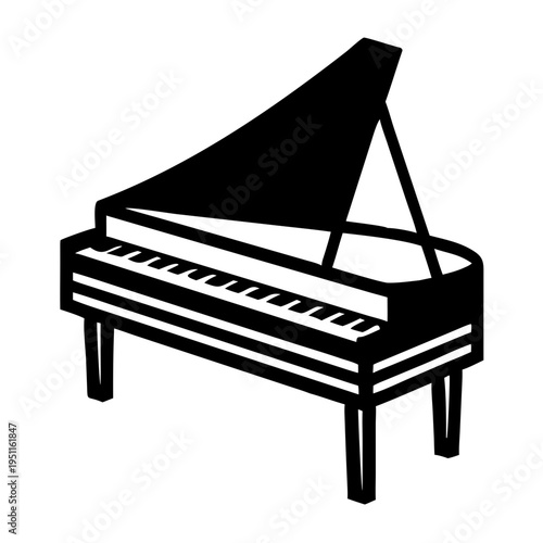 harpsichord icon silhouette illustration for music, instrument, and classical performance design