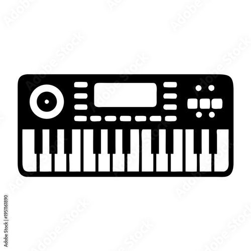 electric organ icon silhouette illustration for music, instrument, and electronic performance design