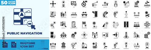 Public Navigation Duotone Editable Icons set