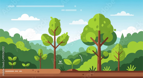 Whisk illustration in a serene natural landscape with trees and blue sky background
