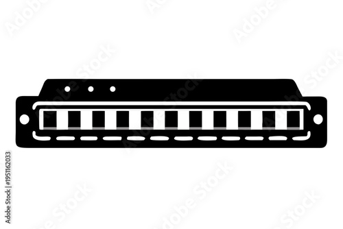 harmonica silhouette illustration for music, instrument, and blues performance design