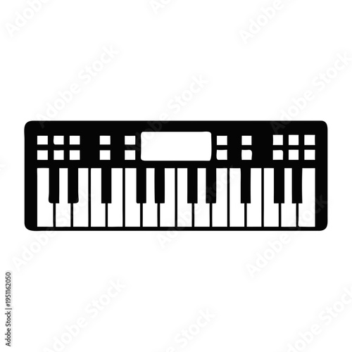 keyboard icon silhouette illustration for music, instrument, and electronic performance design
