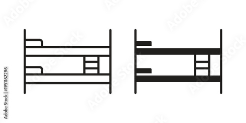 Bunk bed icon line drawing. Minimalist style icons