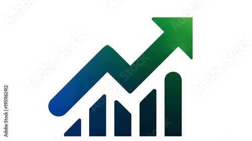 A rising graph with an upward arrow indicating growth and progress
