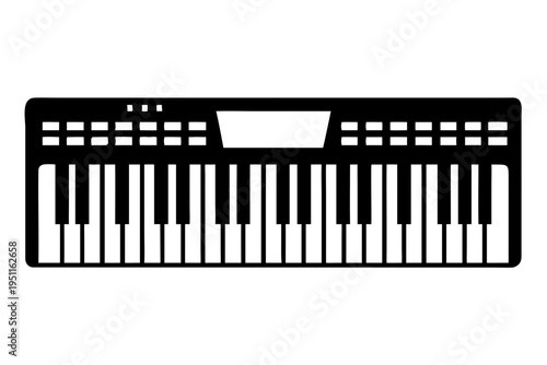 digital piano silhouette illustration for music, instrument, and electronic performance design
