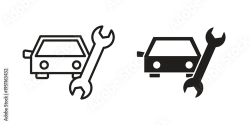 Car repair icon line drawing. Minimalist style icons