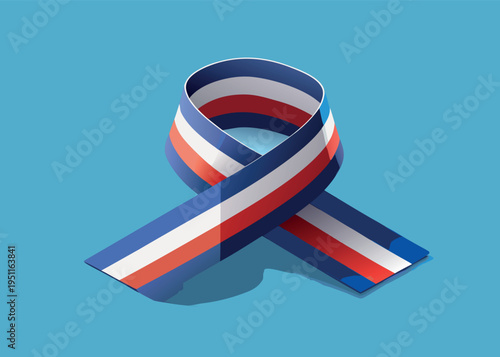 Thailand flag ribbon isolated on transparent background